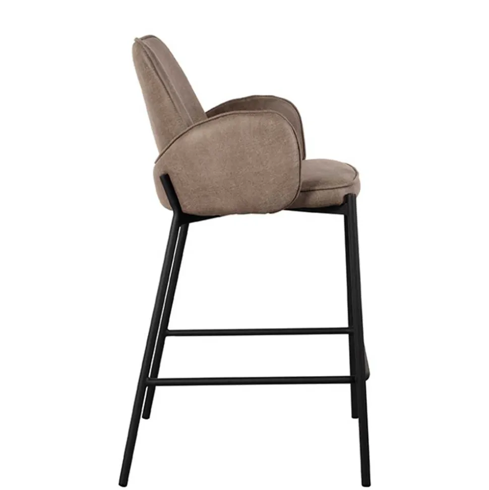 Barstuhl in Taupe Microfaser - Ziris (2er Set)