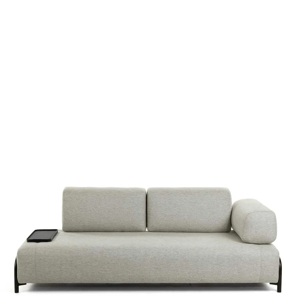 Beigefarbene Zweisitzer Couch mit Anstelltisch - Curacao