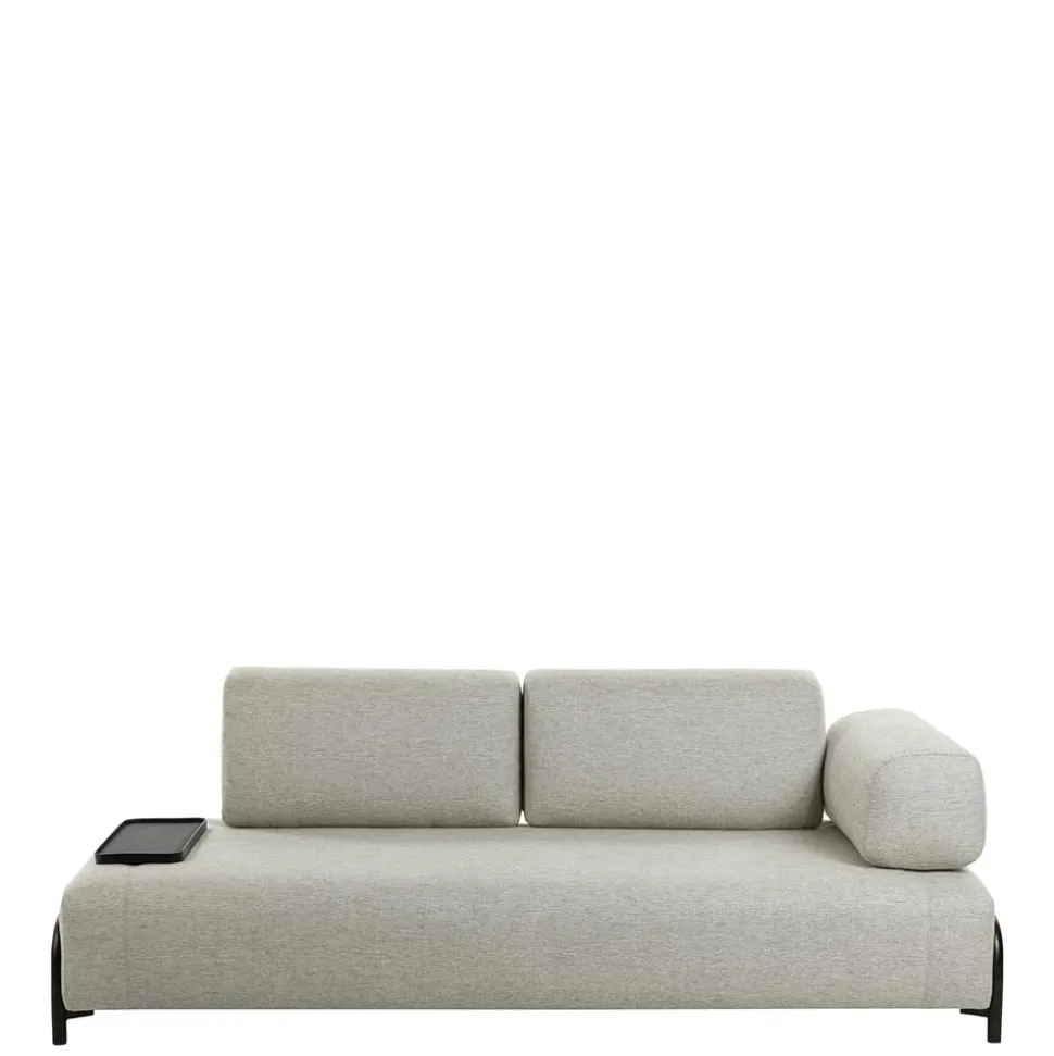 Beigefarbene Zweisitzer Couch mit Anstelltisch - Curacao