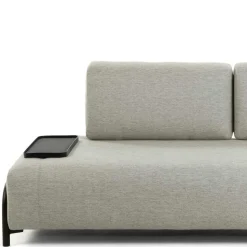 Beigefarbene Zweisitzer Couch mit Anstelltisch - Curacao