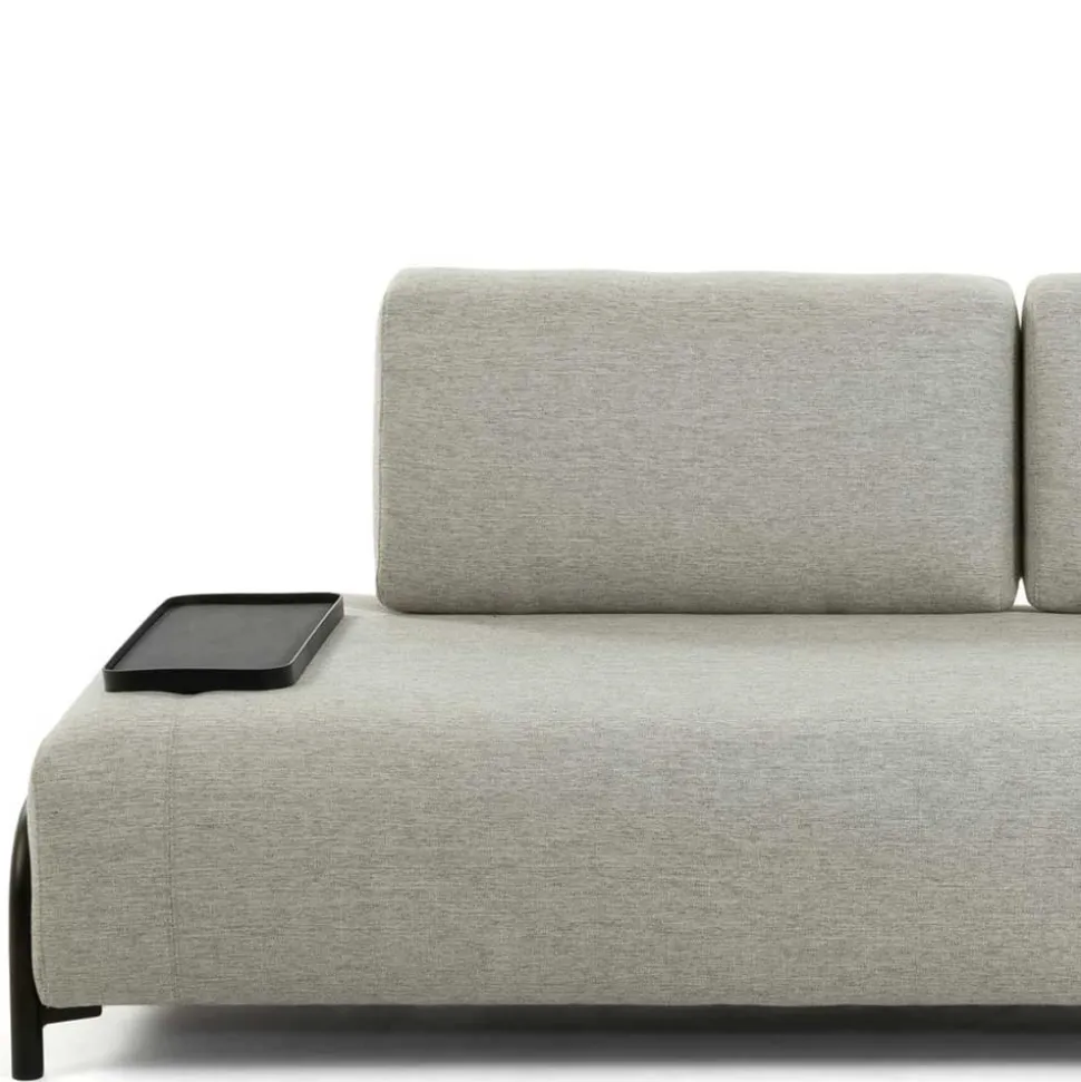Beigefarbene Zweisitzer Couch mit Anstelltisch - Curacao