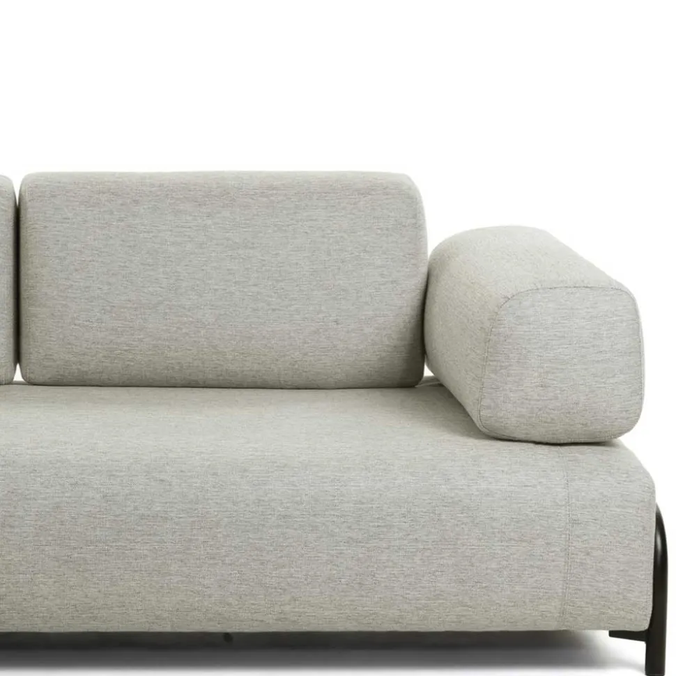 Beigefarbene Zweisitzer Couch mit Anstelltisch - Curacao