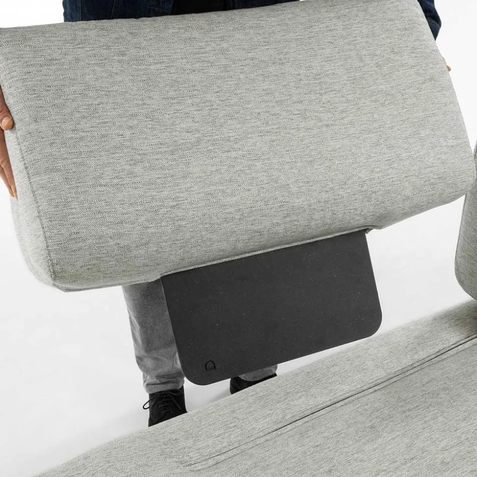 Beigefarbene Zweisitzer Couch mit Anstelltisch - Curacao