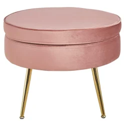 Beistellhocker in Rosa Samt - Griffin