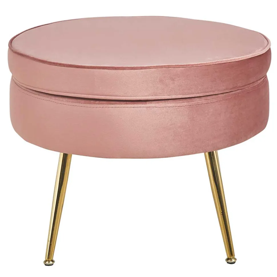 Beistellhocker in Rosa Samt - Griffin