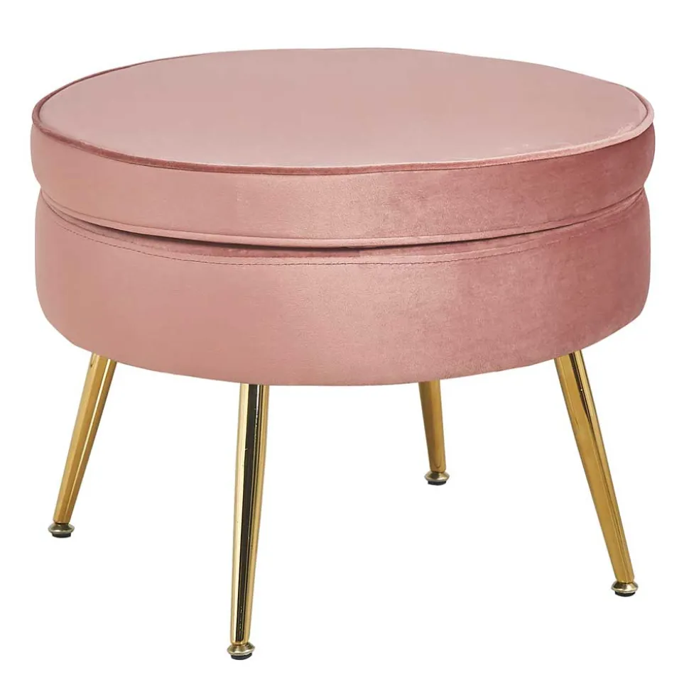 Beistellhocker in Rosa Samt - Griffin