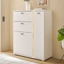Beleuchtetes Sideboard in Weiß mit Wildeiche - Racelyn