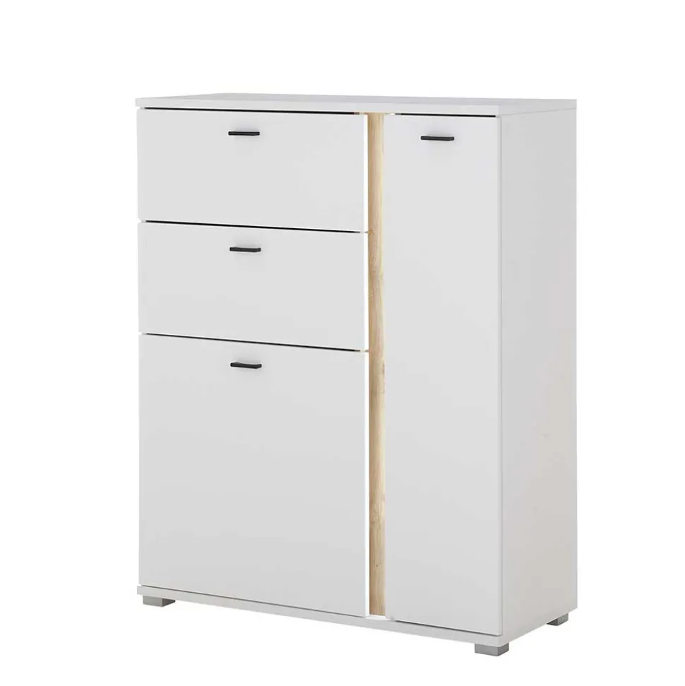 Beleuchtetes Sideboard in Weiß mit Wildeiche - Racelyn