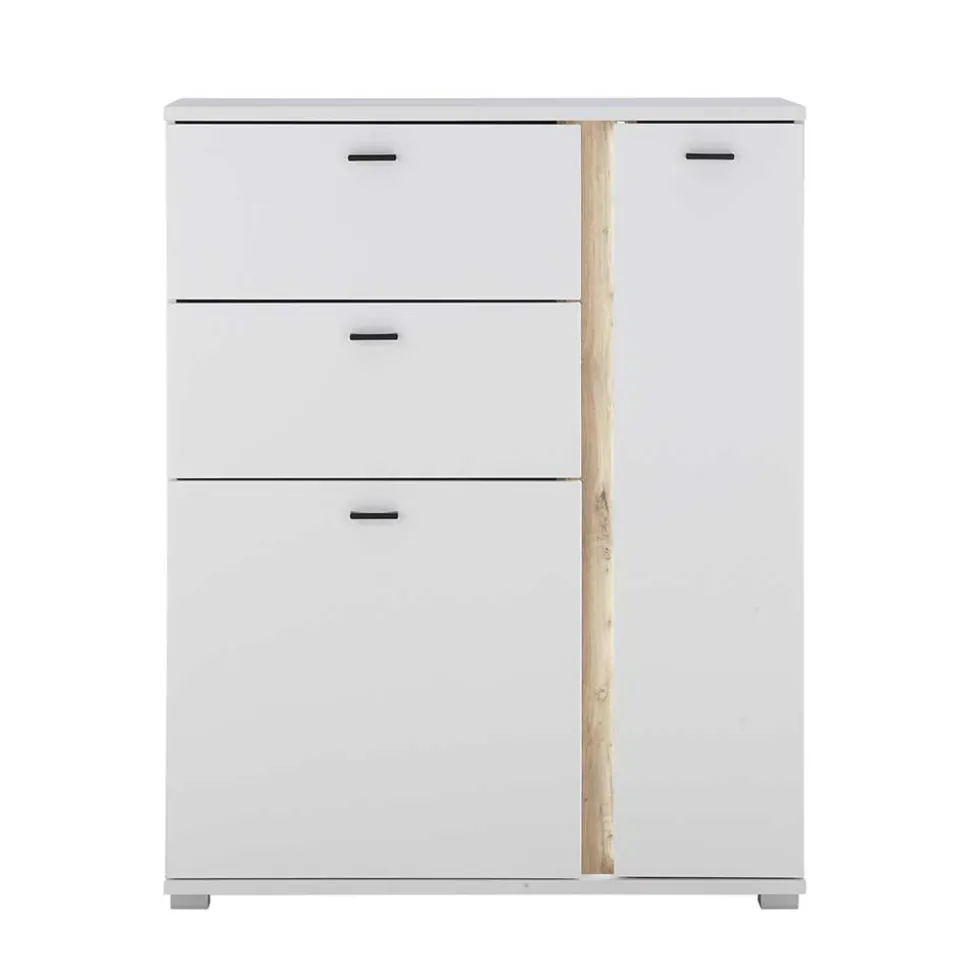 Beleuchtetes Sideboard in Weiß mit Wildeiche - Racelyn