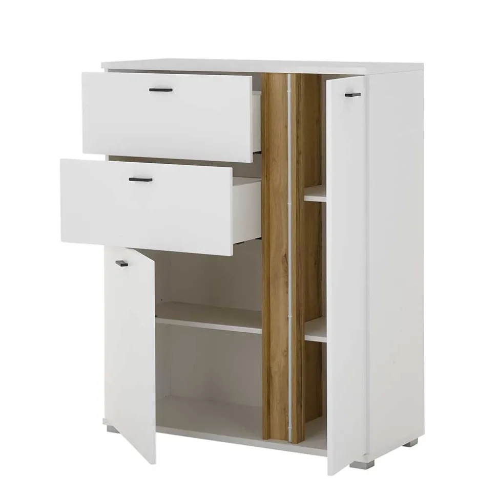 Beleuchtetes Sideboard in Weiß mit Wildeiche - Racelyn