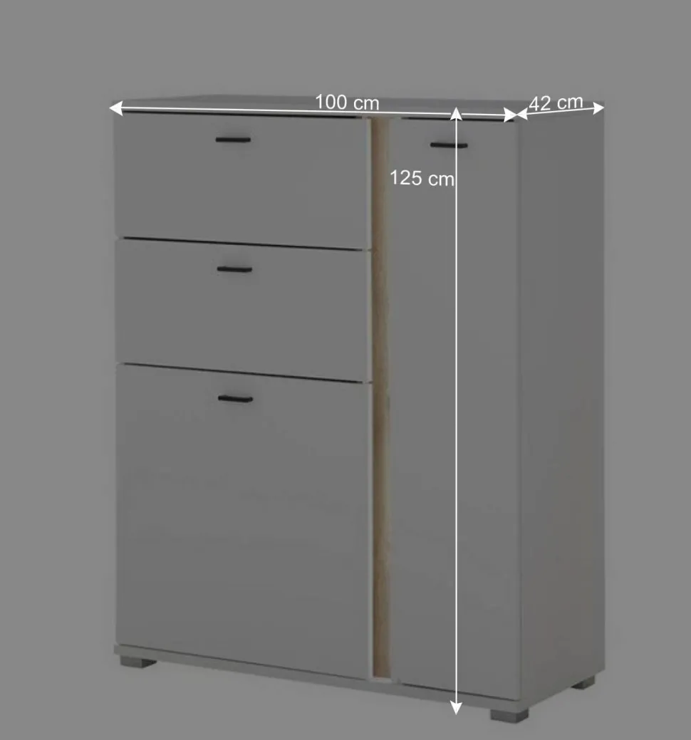 Beleuchtetes Sideboard in Weiß mit Wildeiche - Racelyn