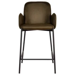 Bequemer Barstuhl in Oliv Grün Microfaser - Gesehia (2er Set)
