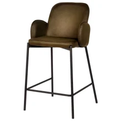 Bequemer Barstuhl in Oliv Grün Microfaser - Gesehia (2er Set)