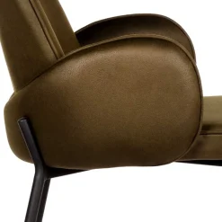 Bequemer Barstuhl in Oliv Grün Microfaser - Gesehia (2er Set)