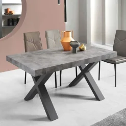 Betonoptik Ausziehtisch mit zwei Einlegeplatten - Relisa