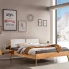 Bett aus Wildbuche massiv mit Kunstleder - Syanta