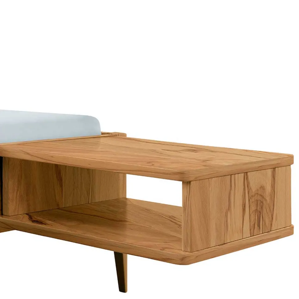 Bett aus Wildbuche massiv mit Kunstleder - Syanta