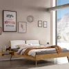 Bett aus Wildeiche mit Kunstleder - Cubus