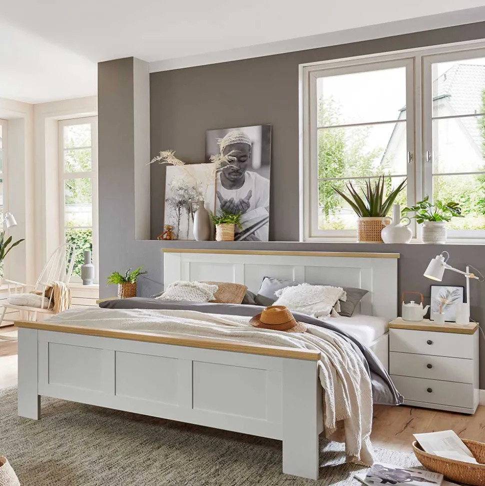 Bett in 140 cm Breite im Landhausstil - Ignacio