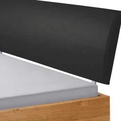 Bett mit Kopfteil gepolstert Kunstleder Anthrazit - Catrizia