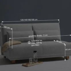 Bettcouch in Beige & Eiche - Memphis