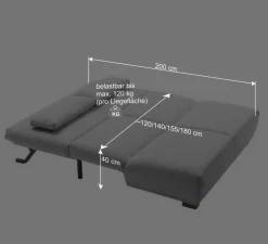 Bettcouch in Beige & Eiche - Memphis