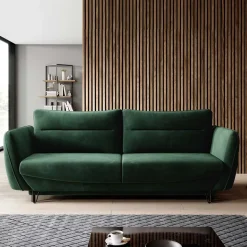 Bettcouch in Dunkelgrün Samtbezug - Major