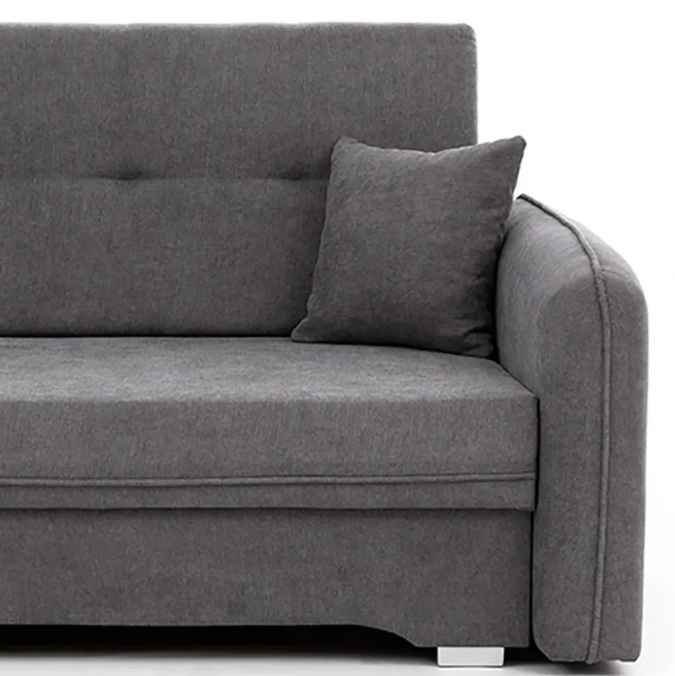 Bettcouch mit Federkern aus Velours Dunkelgrau - Lictona