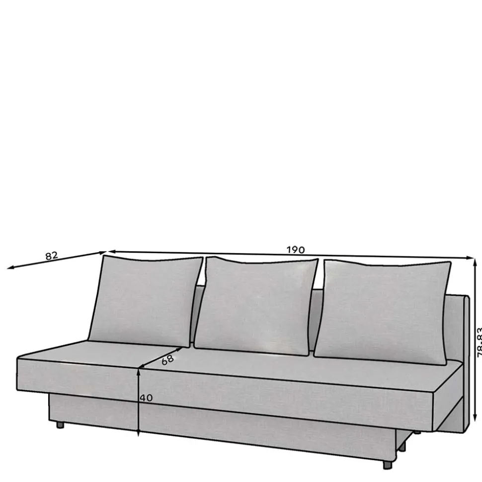Bettsofa ohne Armlehnen in Braun - Tepico