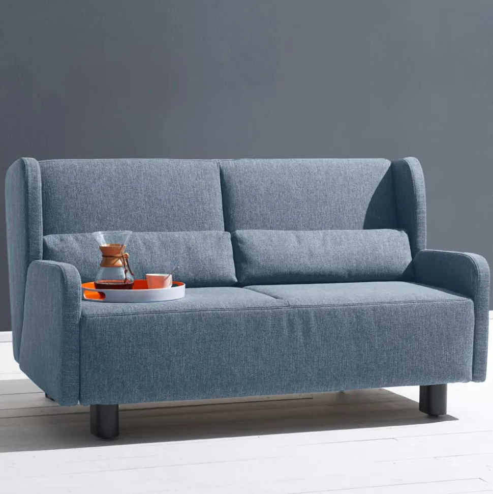 Blaue Bettcouch mit Rücken Klappmechanik - Arenz
