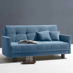 Blaue Klappcouch mit Stoffbezug Flachgewebe - Lech