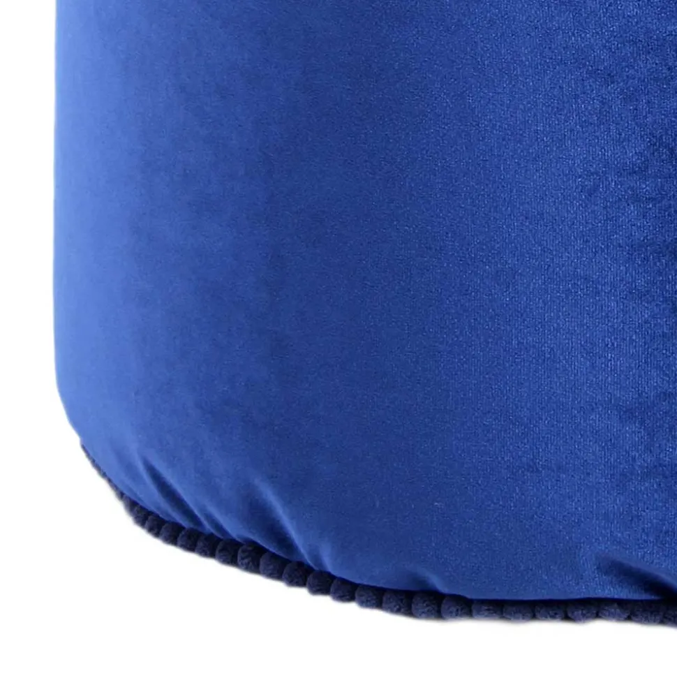 Blauer Samt Pouf in runder Form - Briotova