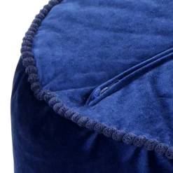 Blauer Samt Pouf in runder Form - Briotova