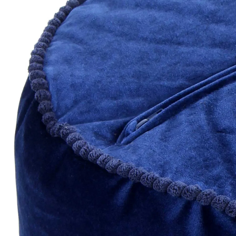Blauer Samt Pouf in runder Form - Briotova