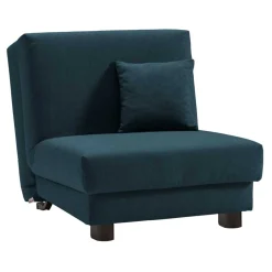 Blauer Schlafsessel mit Flachgewebe Stoffbezug - Tirenaso