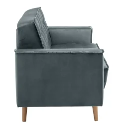 Blaugraue Couch aus Samtvelours - Lymeca