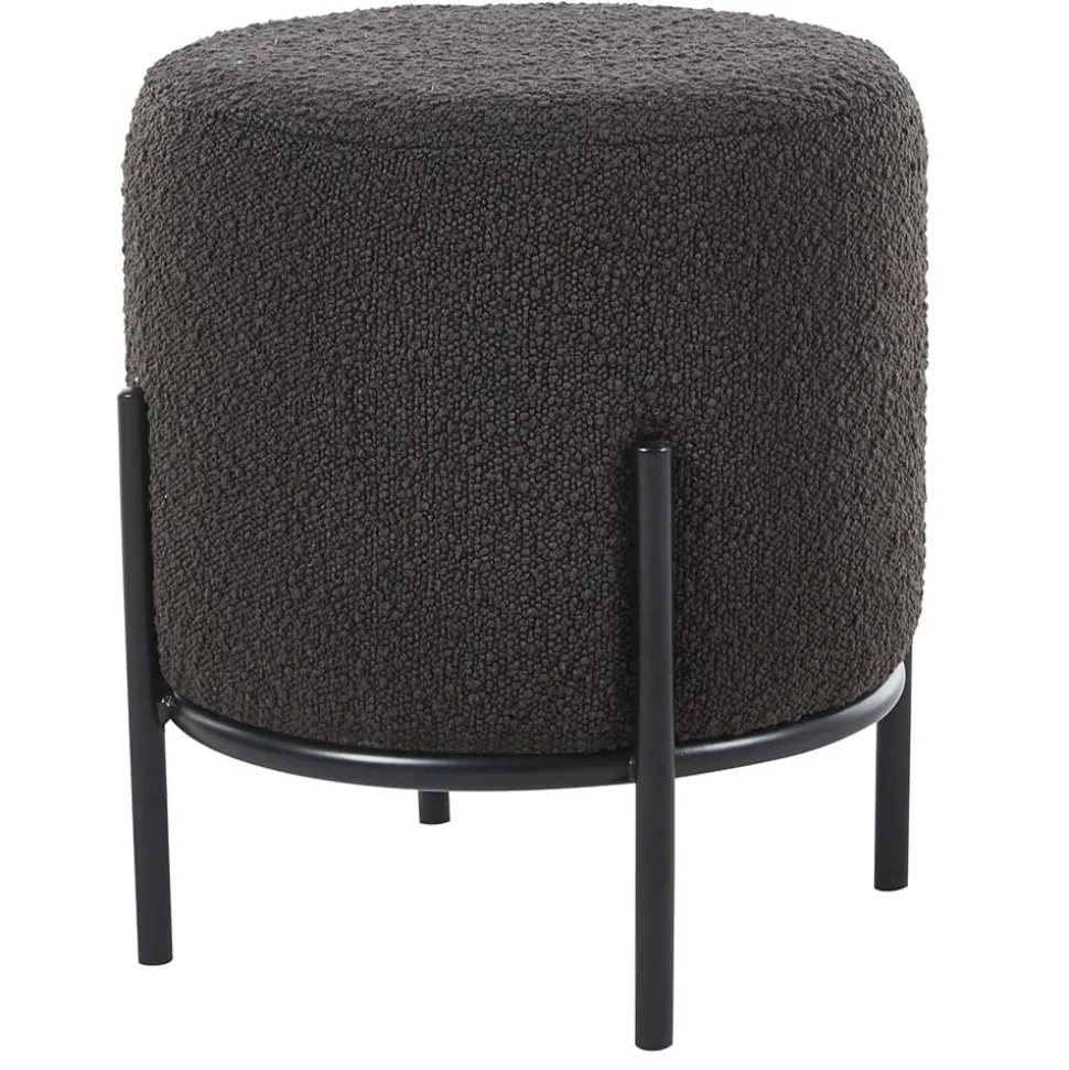 Boucle Polsterhocker in Anthrazit - Pizaras
