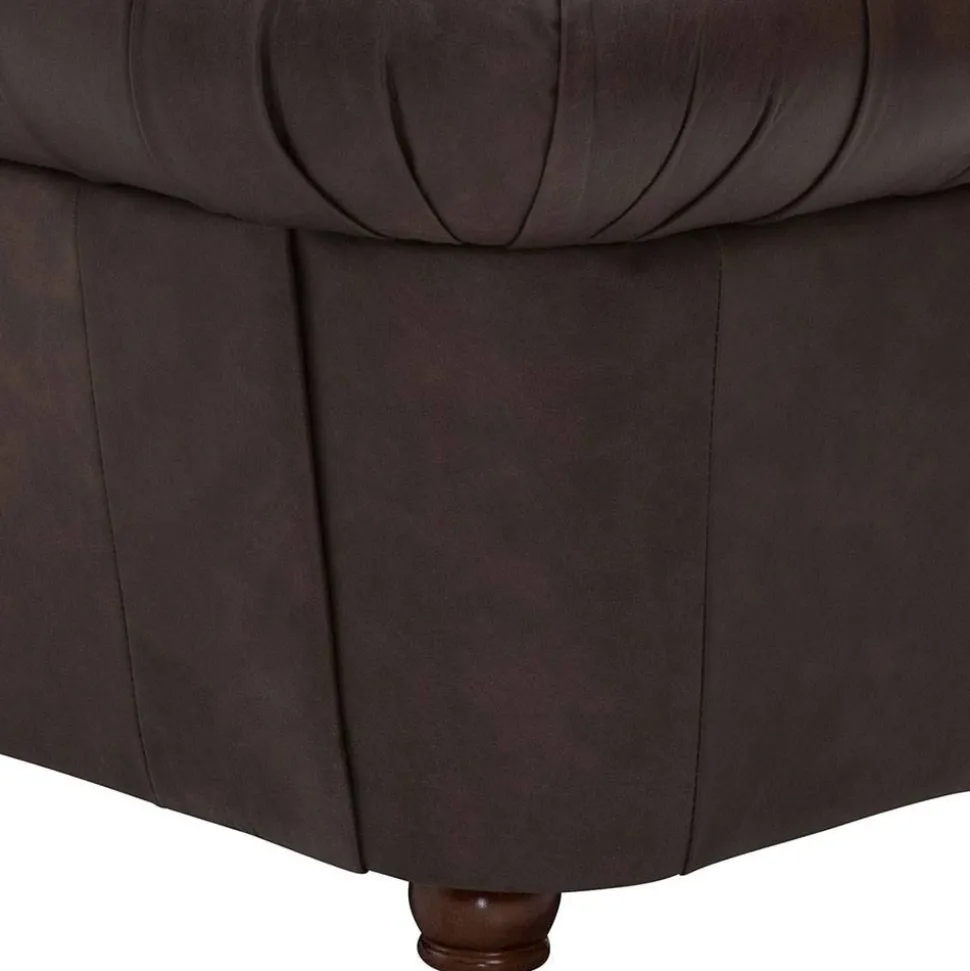 Brauner Chesterfieldsessel mit Lederbezug - Pluna