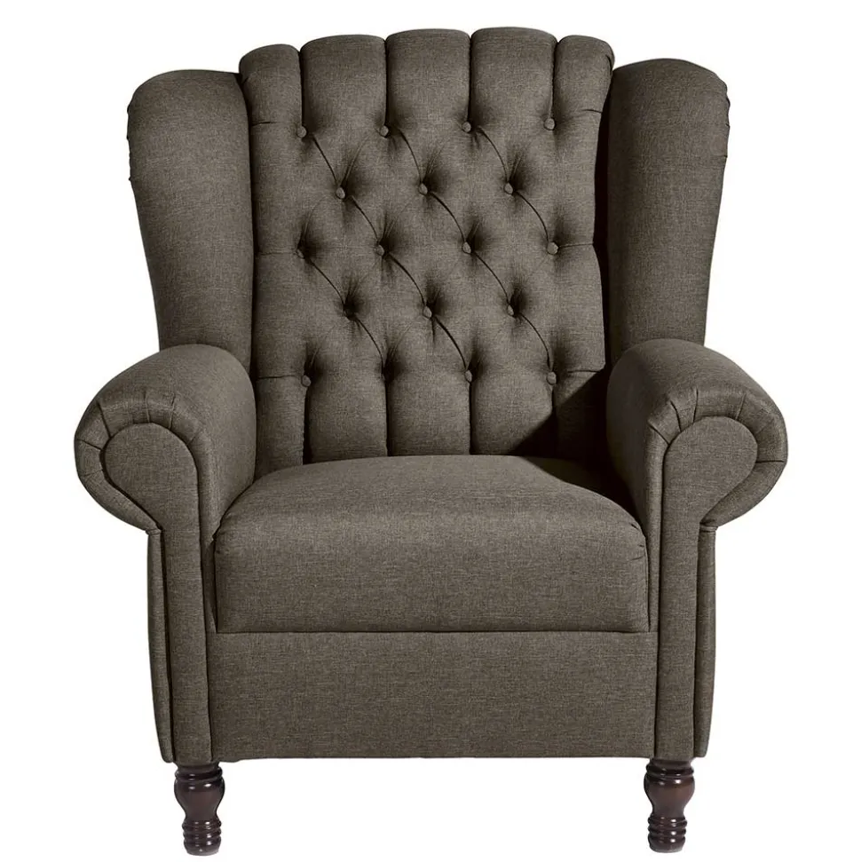Brauner Federkernsessel im Chesterfield Look - Palencia