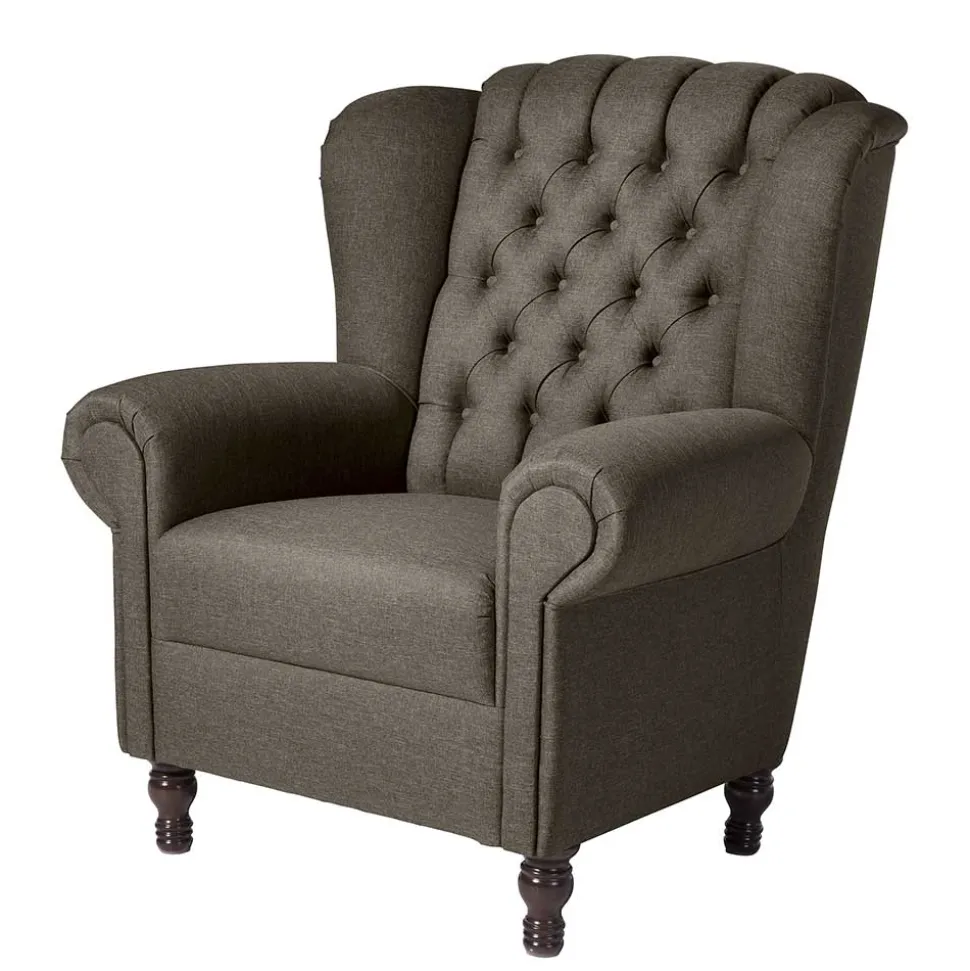 Brauner Federkernsessel im Chesterfield Look - Palencia