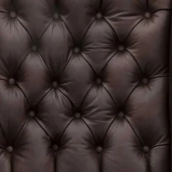 Brauner Federkernsessel mit Lederbezug - Chesterfield - Esmea