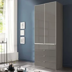 Brauner Kombi-Kleiderschrank 100 cm breit - Madita