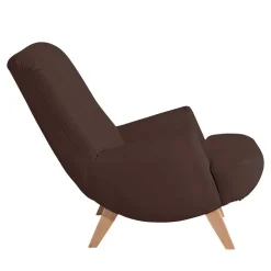 Brauner Kunstledersessel mit Buche Beinen - Vastonia