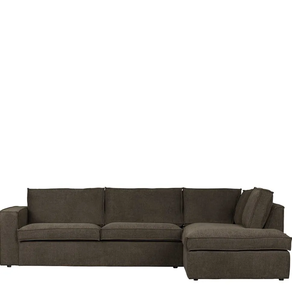 Braunes Wohnzimmersofa in L-Form aus Webstoff - Bravassa