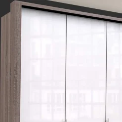 Breiter Kleiderschrank in Weiß Glas - Empresian