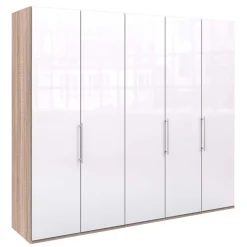 Breiter Schlafzimmerschrank mit weißer Glasfront - Bosays