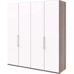 Breiter Schlafzimmerschrank mit weißen Falttüren - Tivierto
