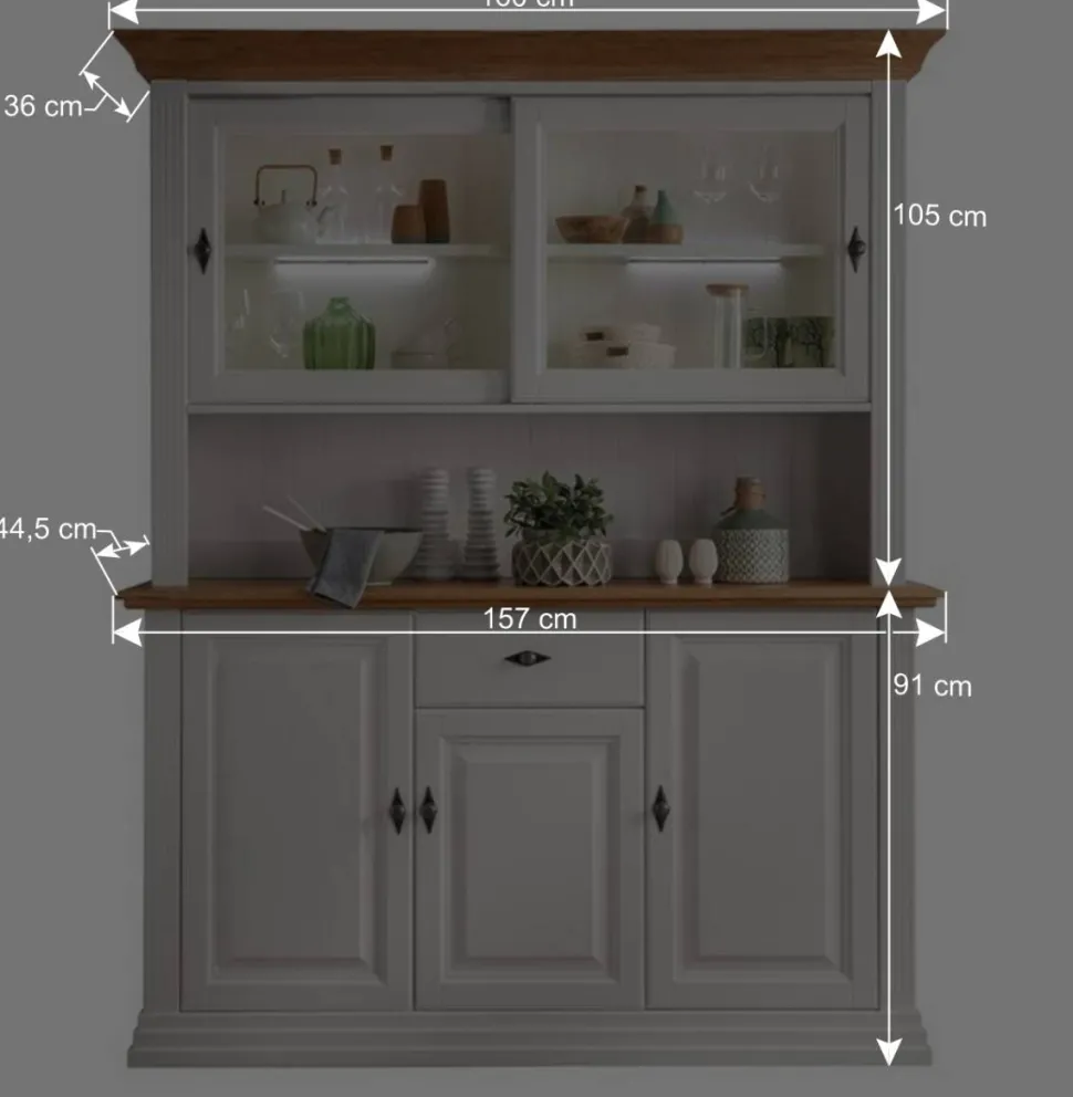 Buffetschrank in Weiß & Eichefarben - Henry