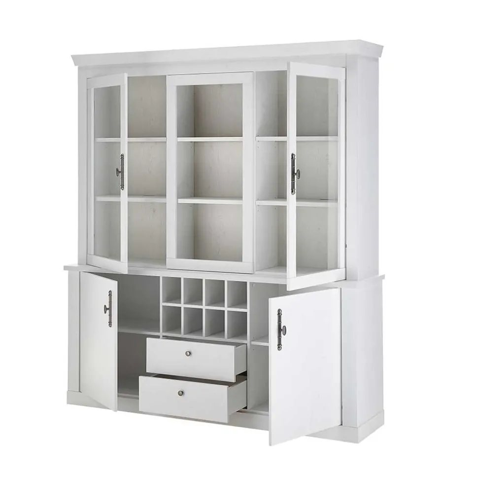 Buffetschrank Vitrine in weißer Holzoptik Pinie - Liancos