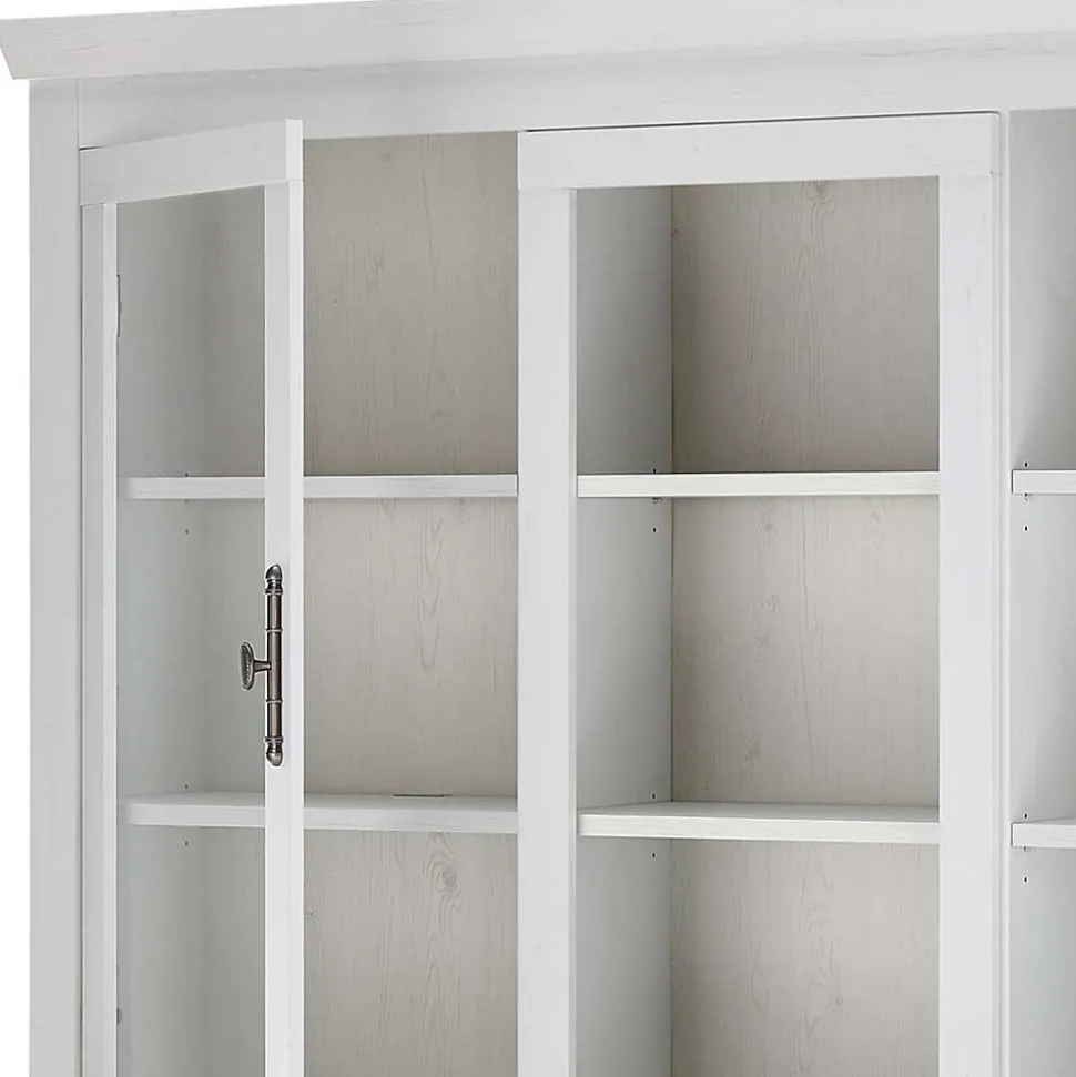Buffetschrank Vitrine in weißer Holzoptik Pinie - Liancos